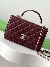 CC original lambskin wallet on chain AP4323 burgundy