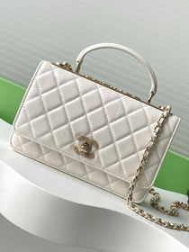 CC original lambskin wallet on chain AP4323 white