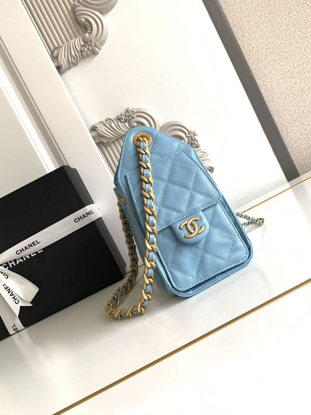 CC original grained calfskin 25 mini handbag AS5631 blue