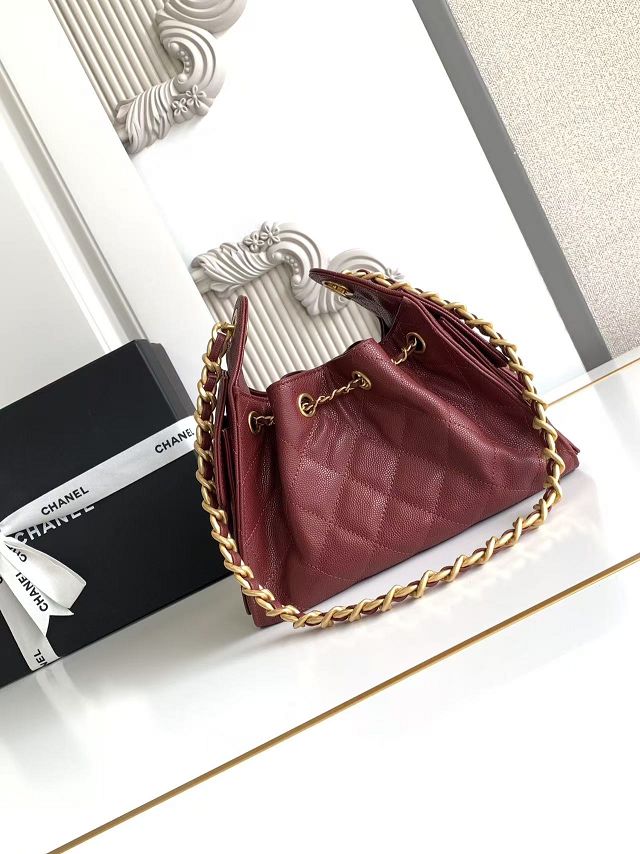 CC original grained calfskin 25 mini handbag AS5631 bordeaux
