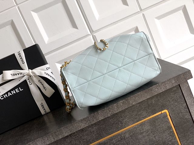 CC original grained calfskin 25 mini handbag AS5631 light blue