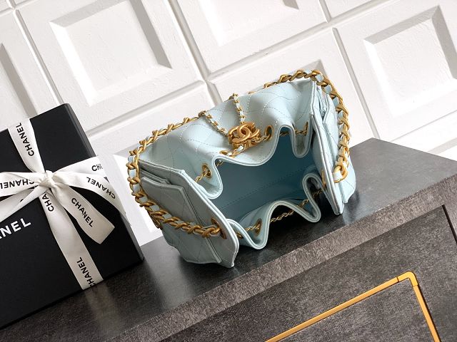 CC original grained calfskin 25 mini handbag AS5631 light blue
