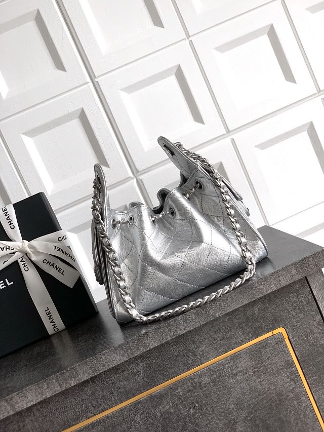 CC original grained calfskin 25 mini handbag AS5631 silver