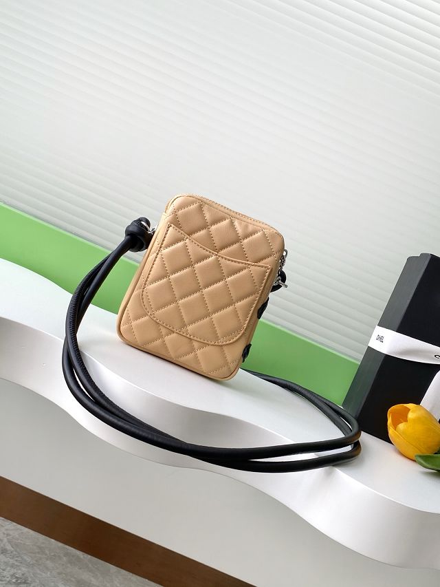 CC original lambskin mini camera bag AS6325 apricot