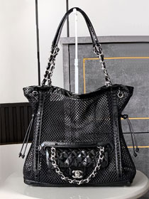 CC original patent calfskin medium shopping bag AS5512 black