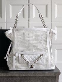 CC original patent calfskin medium shopping bag AS5512 white