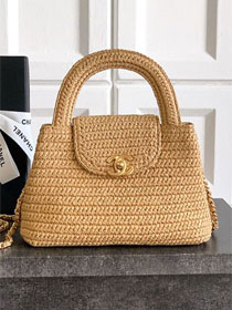 CC original raffia mini shopping bag AS4416 apricot