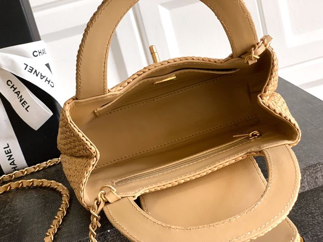 CC original raffia mini shopping bag AS4416 apricot