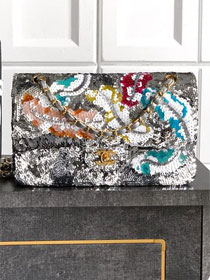 CC original sequins medium flap bag A01112 silver