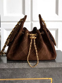 CC original suede 25 mini handbag AS5631 dark brown