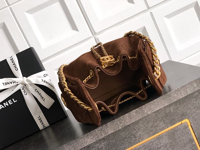 CC original suede 25 mini handbag AS5631 dark brown