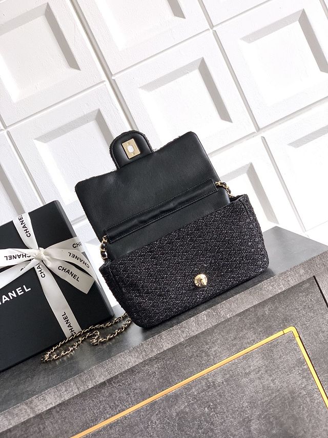 CC original tweed mini flap bag AS5279 black