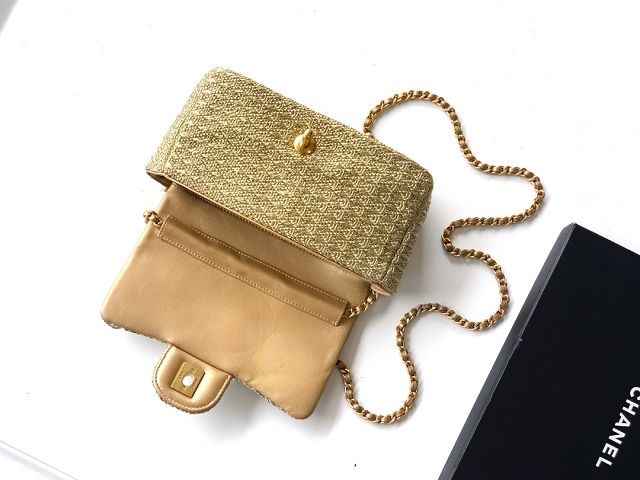 CC original tweed mini flap bag AS5279 gold