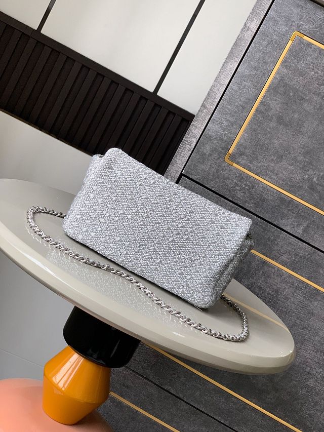 CC original tweed mini flap bag AS5279 silver