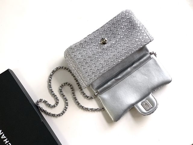 CC original tweed mini flap bag AS5279 silver