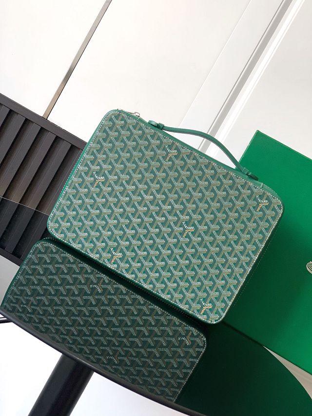 Goyard original canvas compagnon universel A4 bag GY0123 green