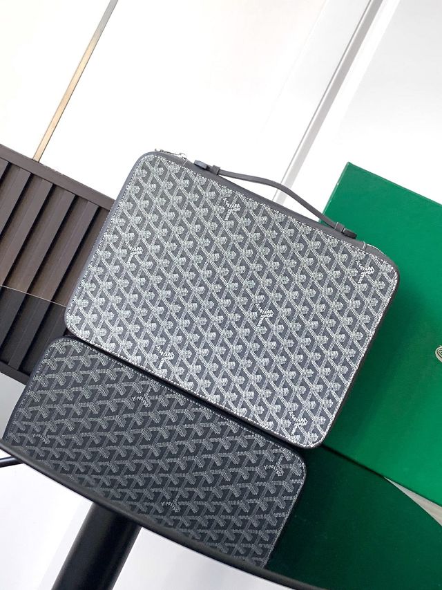 Goyard original canvas compagnon universel A4 bag GY0123 grey