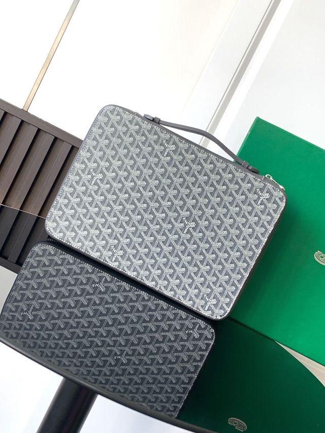 Goyard original canvas compagnon universel A4 bag GY0123 grey