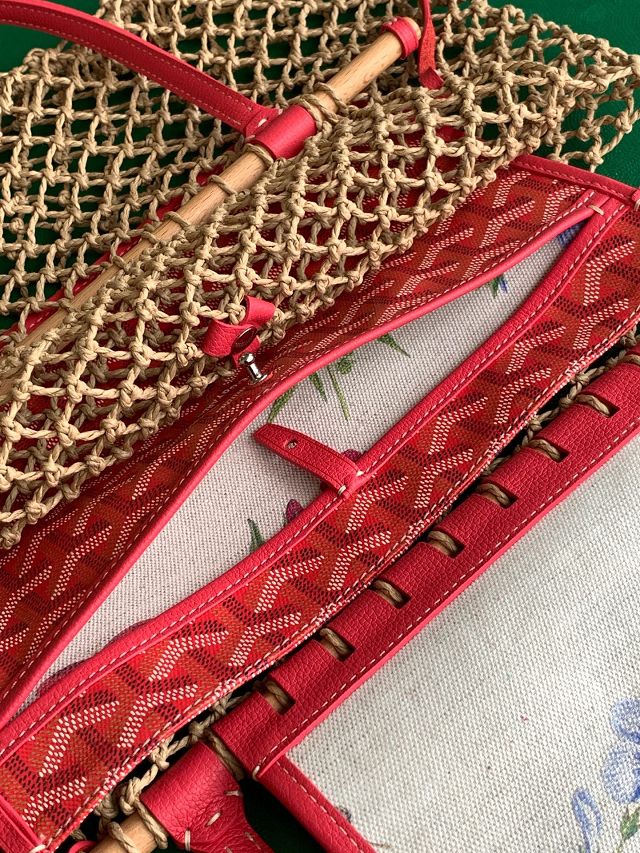 Goyard original raffia mesh aligre bag GY0122 fuchsia