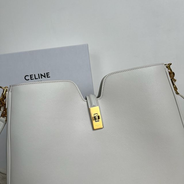 Celine original calfskin medium camille 16 soft bag 119563 white