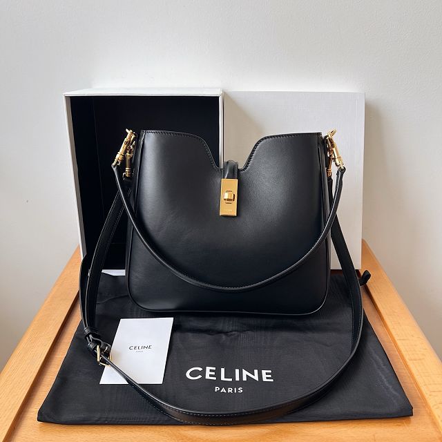 Celine original calfskin small camille 16 soft bag 120693 black