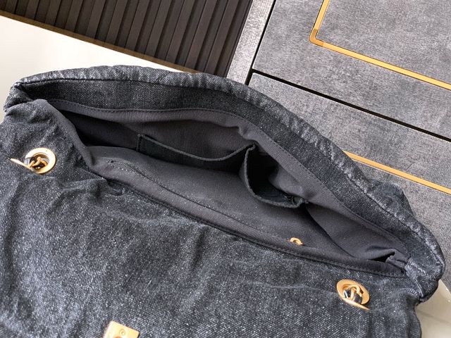 CC original denim large flap bag AS5011 black