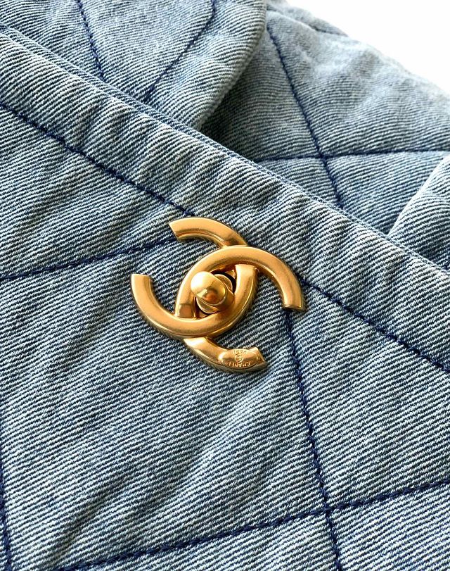 CC original denim large flap bag AS5011 blue