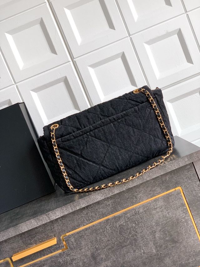 CC original denim large flap bag AS5012 black