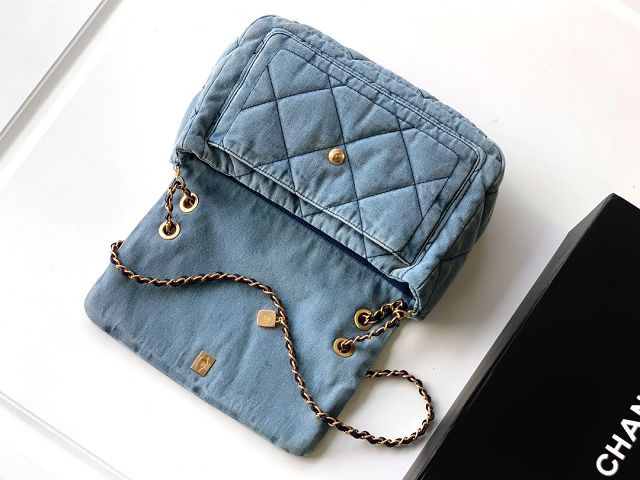 CC original denim large flap bag AS5012 blue