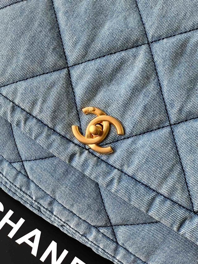 CC original denim large flap bag AS5012 blue