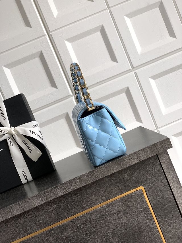 CC original patent calfskin top handle clutch AP3240 blue