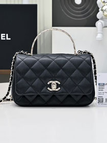 CC original grained calfskin mini top handle flap bag AS4591 black
