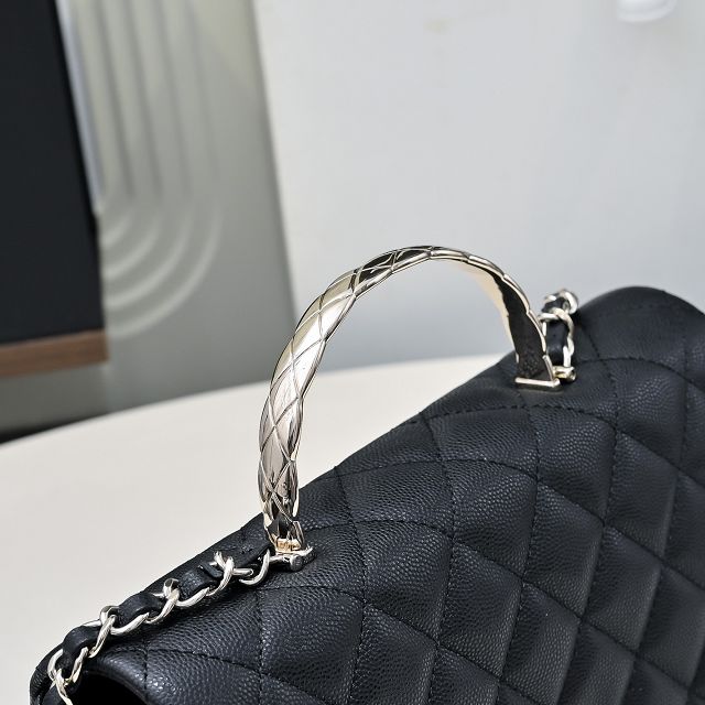 CC original grained calfskin top handle flap bag AS5554 black