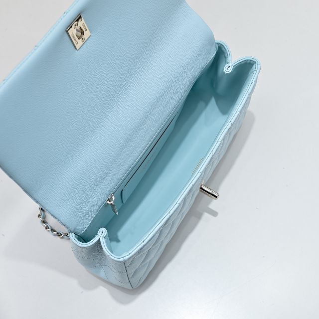 CC original grained calfskin top handle flap bag AS5554 blue