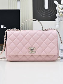 CC original grained calfskin top handle flap bag AS5554 pink
