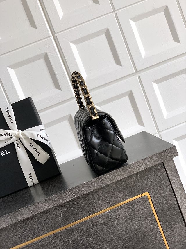 CC original lambskin top handle clutch AP3240 black