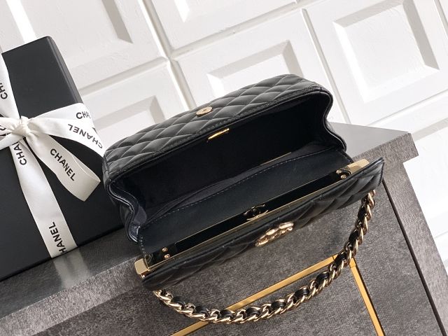CC original lambskin top handle clutch AP3240 black
