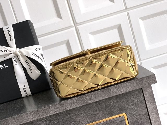 CC original patent calfskin top handle clutch AP3240 gold