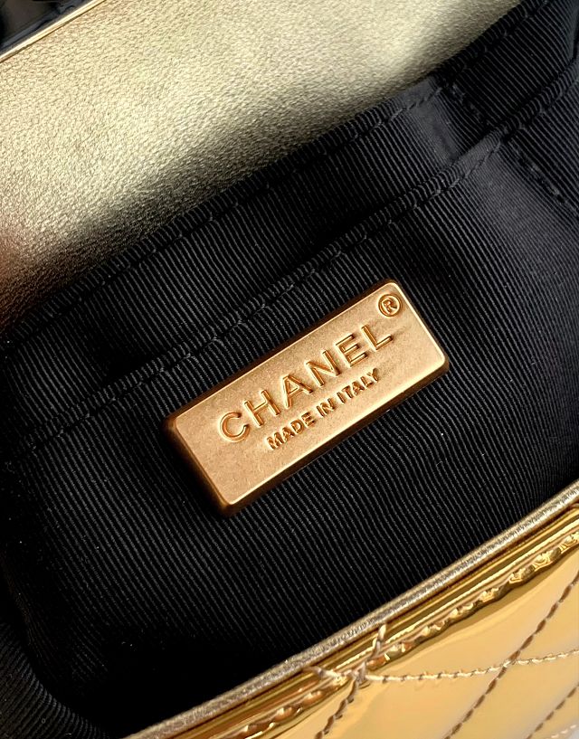 CC original patent calfskin top handle clutch AP3240 gold