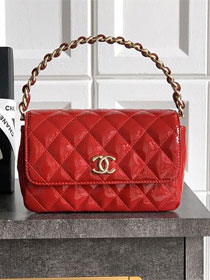 CC original patent calfskin top handle clutch AP3240 red