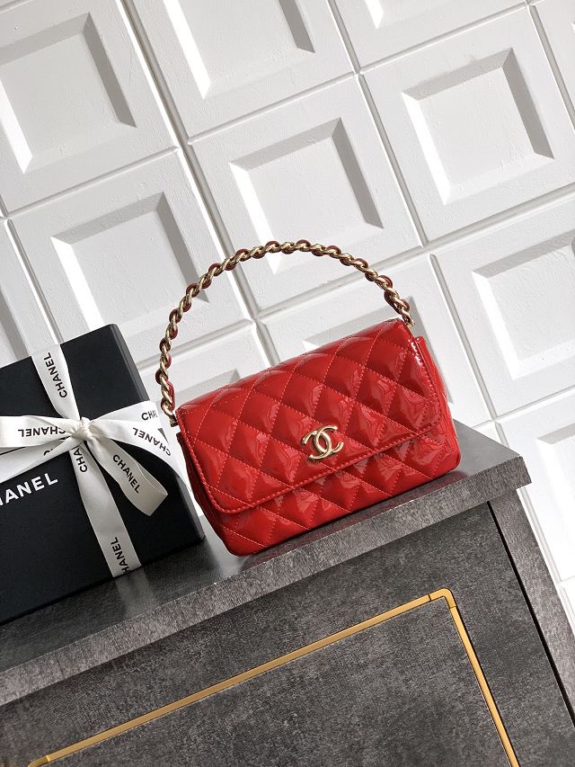 CC original patent calfskin top handle clutch AP3240 red