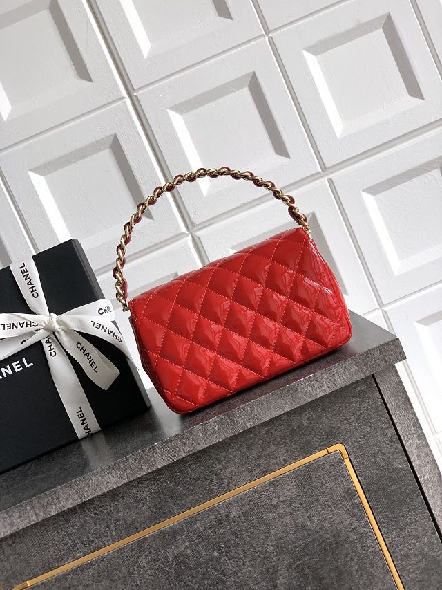 CC original patent calfskin top handle clutch AP3240 red