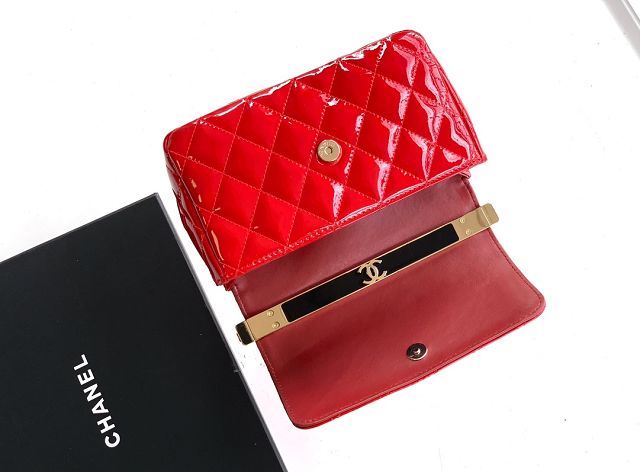 CC original patent calfskin top handle clutch AP3240 red