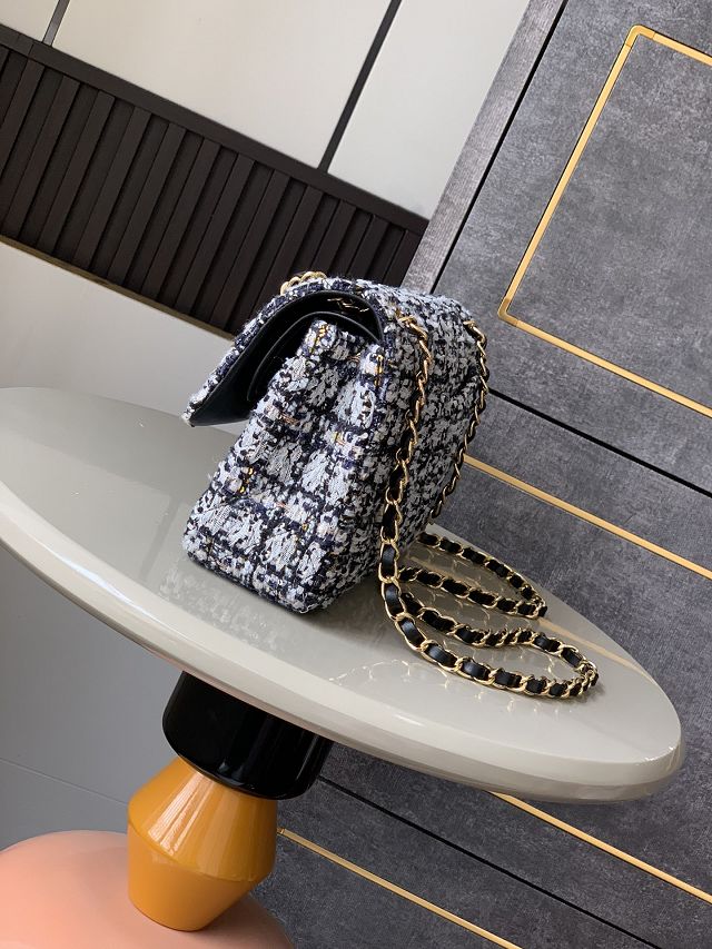 CC original tweed medium flap bag A01112 black&white