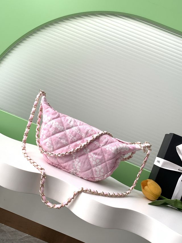 CC original denim large hobo bag AS5431 pink