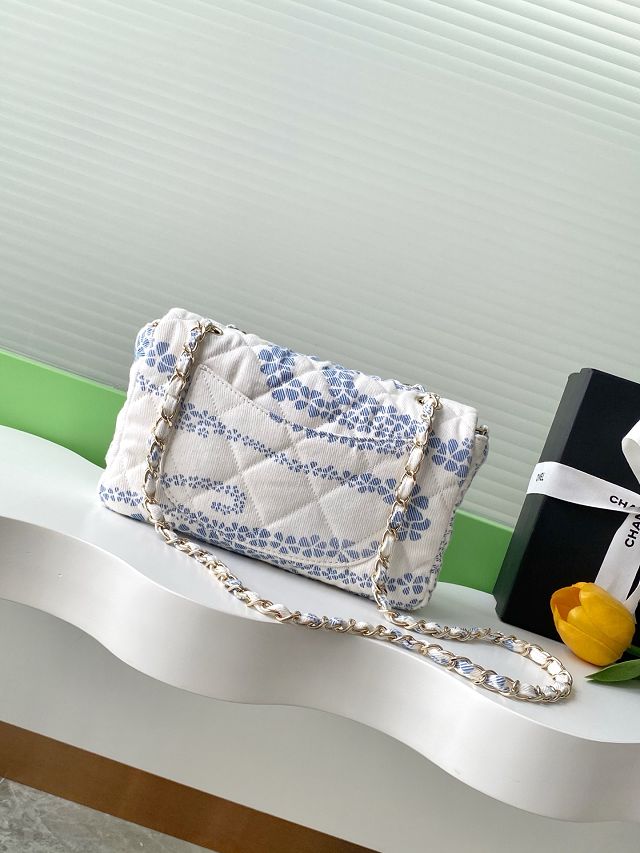 CC original denim medium flap bag AS5454 blue