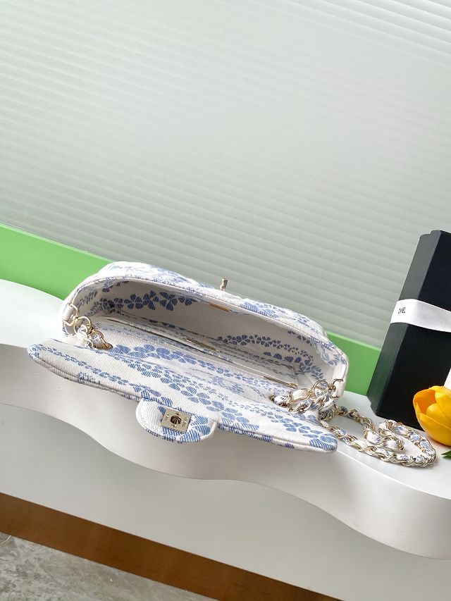 CC original denim medium flap bag AS5454 blue