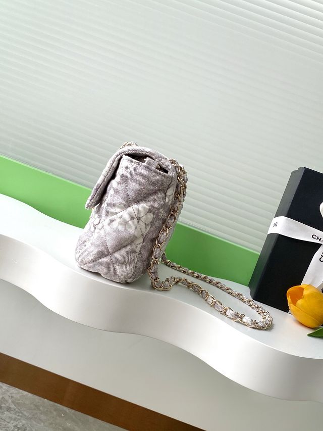 CC original denim medium flap bag AS5454 grey