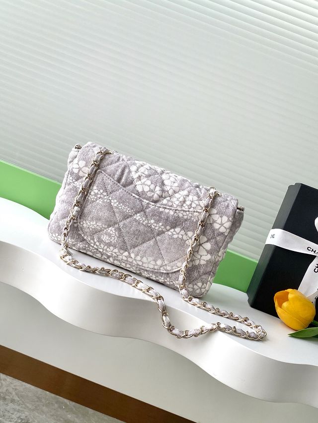 CC original denim medium flap bag AS5454 grey