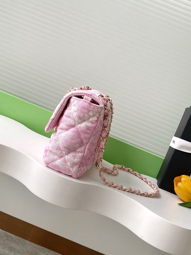 CC original denim medium flap bag AS5454 pink